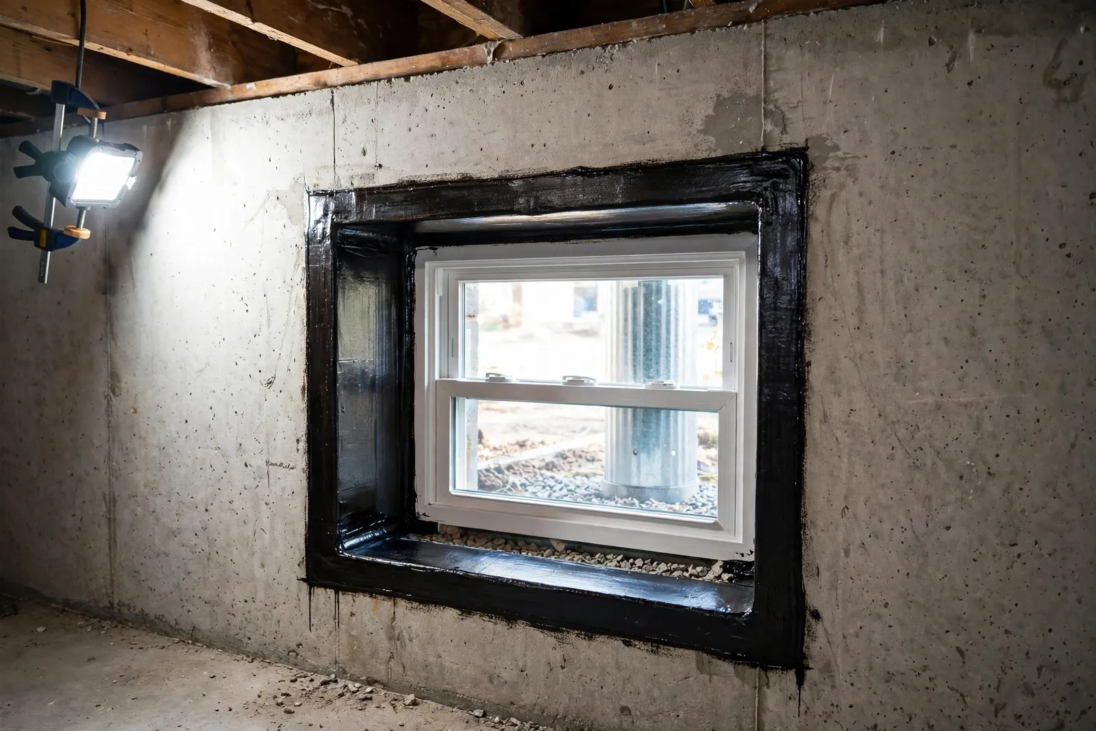 Basement Waterproofing Tie In —  Egress Installation With Waterproofing Tie In in Bannister by Waldorf Egress Window Company