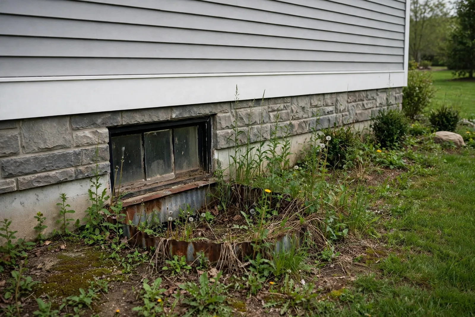 Before photo, Permitted Egress Installation in Carrington, by Waldorf Egress Window Company